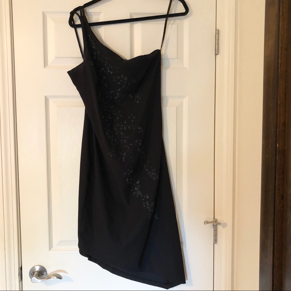 Asymmetrical Black Cocktail Dress